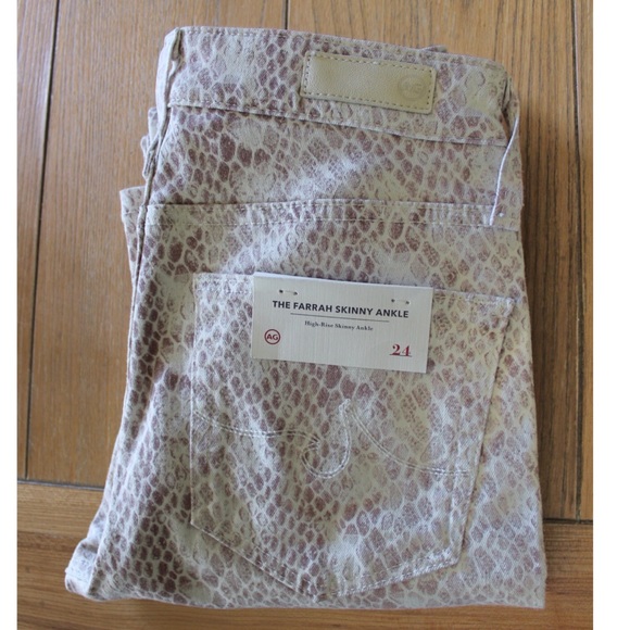 AG NWT Farrah Skinny Ankle Silk Python Ivory Dust Hued 24 00 - Picture 14 of 15